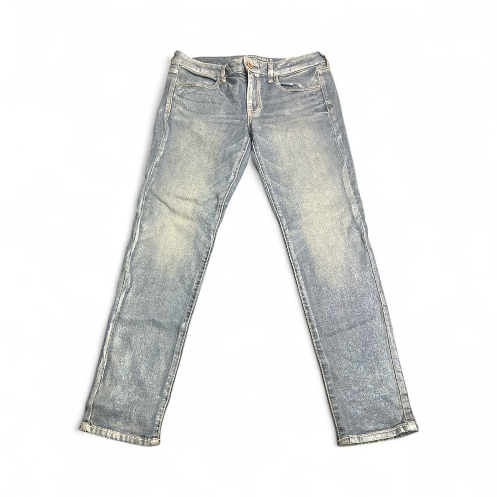 American Eagle Outfitters Women’s  Blue Shiny Jeans. 12 Long Jegging Ankle